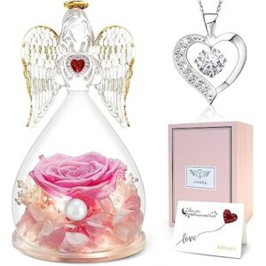 Miofula Cadeau Maman Fete des Meres Rose Eternelle sous Dôme Ange